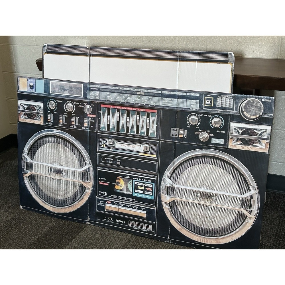Awesome 80s Boombox Cardboard Cutout Stand-Up Over 4 Ft Long